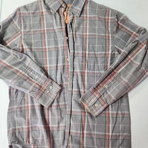 Arizona Jean Company Gray and Orange Casual Button Down Shirt